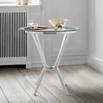 Armen Living Naomi Round Glass and Brushed Stainless Steel Bar Table