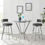 Armen Living Naomi Round Glass and Brushed Stainless Steel Bar Table