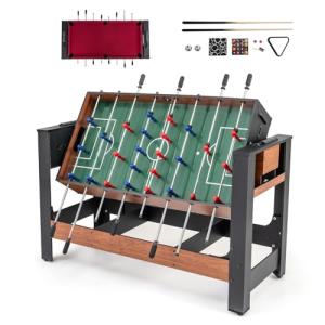 GYMAX Multi Game Table, 54 Inch Foosball & Billiards 2-in-1 Swivel Combo Game Table, Space-Saving, Premium Material, All Accessories Included for Home Game Room Office