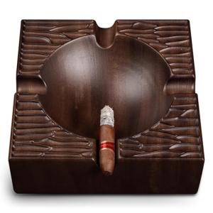 WOODRONIC Cigar Ashtray, 8.5" Solid Walnut Wood Ash Tray, Cigar Accessory and Gift for Men, 4-finger Large Cigars Holder for Patio/Outside/Indoor/Home Office Use, Square