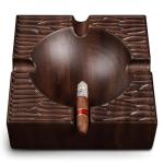 WOODRONIC Cigar Ashtray, 8.5" Solid Walnut Wood Ash Tray, Cigar Accessory and Gift for Men, 4-finger Large Cigars Holder for Patio/Outside/Indoor/Home Office Use, Square