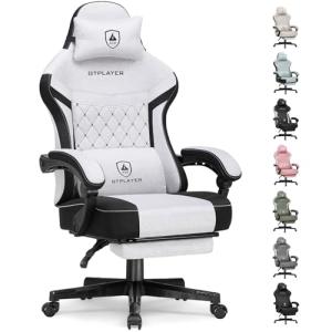 GTPLAYER Gaming Chair, Fabric Computer Office Chair with Pocket Spring Cushion, Ergonomic Office and Gaming, Video Gaming Chair with Linkage Armrests, High Back Desk Chair with Adjustable Recliner