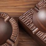 WOODRONIC Cigar Ashtray, 8.5" Solid Walnut Wood Ash Tray, Cigar Accessory and Gift for Men, 4-finger Large Cigars Holder for Patio/Outside/Indoor/Home Office Use, Square