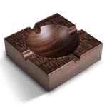 WOODRONIC Cigar Ashtray, 8.5" Solid Walnut Wood Ash Tray, Cigar Accessory and Gift for Men, 4-finger Large Cigars Holder for Patio/Outside/Indoor/Home Office Use, Square