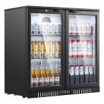 BODEGACOOLER Back Bar Cooler with 2 Doors Under Counter ,7.4cu.ft Glass Door Bar Refrigerator with LED Lighting,Black Bar Cooler,Built-In or Under Counter Freestanding Hold 68 bottles or 220 cans