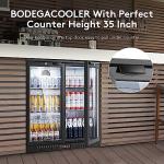 BODEGACOOLER Back Bar Cooler with 2 Doors Under Counter ,7.4cu.ft Glass Door Bar Refrigerator with LED Lighting,Black Bar Cooler,Built-In or Under Counter Freestanding Hold 68 bottles or 220 cans
