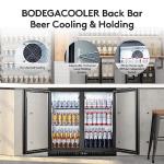 BODEGACOOLER Back Bar Cooler with 2 Doors Under Counter ,7.4cu.ft Glass Door Bar Refrigerator with LED Lighting,Black Bar Cooler,Built-In or Under Counter Freestanding Hold 68 bottles or 220 cans