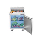 JINSONG 28" Refrigerator Sandwich & Salad Prep Table, Stainless Steel Refrigerated Food Prep Station, 7.4 cu. ft with Cutting Board and 12 Pans for Restaurants, Bar, Shops, etc