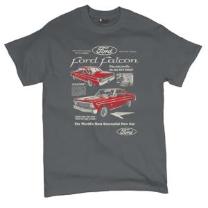 Ford Falcon Retro Poster Men's Graphic Short Sleeve T-Shirt - 1960s-70s Muscle Car Classic Ride Design Large Charcoal