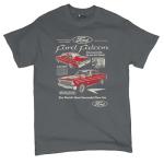 Ford Falcon Retro Poster Men's Graphic Short Sleeve T-Shirt - 1960s-70s Muscle Car Classic Ride Design Large Charcoal