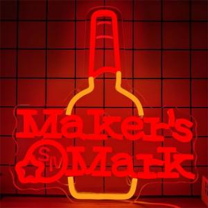 Maker Mark Whiskey Neon Sign for Wall Decor Bar Neon Sign for Man Cave Neon Led Sign Dimmable Neon Light Up Sign for Beer Bar Pub Business Man Cave Club Party Gift