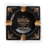 Hermanos Diablo Large Cigar Ashtray for Outdoor Outside Patio Indoor, Black Gold Ceramic Ash Tray Fancy & Cool 4 holders perfect cenicero for your cigarros, Luxury Ashtrays for men