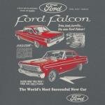 Ford Falcon Retro Poster Men's Graphic Short Sleeve T-Shirt - 1960s-70s Muscle Car Classic Ride Design Large Charcoal