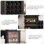 55'' Wine Bar Cabinet with Mini Fridge Space, Liquor Coffee Cabinet with LED Lights & Power Outlet, Kitchen Buffet Hutch, Fridge Cabinet with Wine Rack & Glass Holder, Storage Drawers, Black (Black)