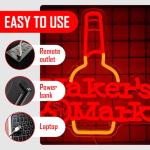 Maker Mark Whiskey Neon Sign for Wall Decor Bar Neon Sign for Man Cave Neon Led Sign Dimmable Neon Light Up Sign for Beer Bar Pub Business Man Cave Club Party Gift