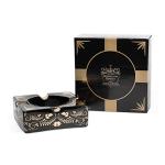 Hermanos Diablo Large Cigar Ashtray for Outdoor Outside Patio Indoor, Black Gold Ceramic Ash Tray Fancy & Cool 4 holders perfect cenicero for your cigarros, Luxury Ashtrays for men