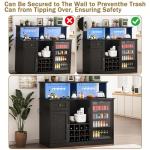 55'' Wine Bar Cabinet with Mini Fridge Space, Liquor Coffee Cabinet with LED Lights & Power Outlet, Kitchen Buffet Hutch, Fridge Cabinet with Wine Rack & Glass Holder, Storage Drawers, Black (Black)