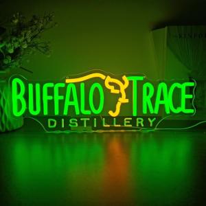 Jeanchrl Buffalo Neon Sign Trace Distillery Whiskey Neon Lights for Bedroom Home Business Club Pub Neon Bar Sign for Man Cave Light up Sign for Wall Decor Gift