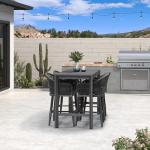 PURPLE LEAF 3 Pieces Outdoor Counter Height Bar Stools Set Patio Metal Modern Wicker Rattan Bar Chairs and Dining Bistro Bar Table for Balcony Garden Indoor Kitchen Outside Gray