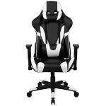 Flash Furniture X20 Fully Reclining LeatherSoft Racing Style Gaming Chair with Headrest, Lumbar Pillows, Ergonomic Swivel Computer Chair, Black/White