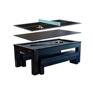 New York Nights 7 Ft Pool Table & Bench Set