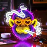Cool Monkey Neon Sign, Smoking Monkey Led Sign for Wall Decor, Usb Powered Adjustable Brightness Anime Monkey Led Light for Bedroom Bar Pub Game Room Party Man Cave Decor, Unique Gift