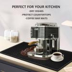 1 Pack Bar Mat, Dish Drying Mat, Large 31.5in x 12in Rubber Thick Durable Service Bar Mat for Home Kitchen Countertop Mat, Espresso Coffee Bar Mat, Black