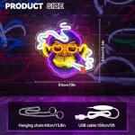 Cool Monkey Neon Sign, Smoking Monkey Led Sign for Wall Decor, Usb Powered Adjustable Brightness Anime Monkey Led Light for Bedroom Bar Pub Game Room Party Man Cave Decor, Unique Gift