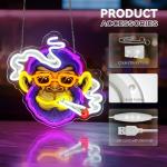 Cool Monkey Neon Sign, Smoking Monkey Led Sign for Wall Decor, Usb Powered Adjustable Brightness Anime Monkey Led Light for Bedroom Bar Pub Game Room Party Man Cave Decor, Unique Gift
