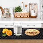 1 Pack Bar Mat, Dish Drying Mat, Large 31.5in x 12in Rubber Thick Durable Service Bar Mat for Home Kitchen Countertop Mat, Espresso Coffee Bar Mat, Black