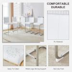 Ebullient 63" Bar Dining Table Set for 4，Modern Bar Dining Table Set with 4 PU Leather Stools, Gold Counter Height Table and Chairs for Kitchen, Dining Room and Pub