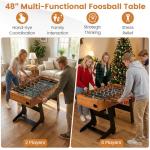 Goplus Folding Foosball Table, 48'' Full Competition Size Freestanding Soccer Game Table with 22 Players, 2 Balls, Space-Saving Foldable Arcade Table for Adults Family Game Night (Natural)