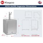 Kegco 24" Wide Outdoor Build-In Dual Tap Stainless Steel Right Hinge Kegerator with Dispense Kit