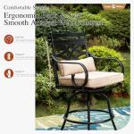 Sophia & William 7-Piece Outdoor Bar Set, Bar Height Patio Table and Chairs for 6, 6 Outdoor Swivel Bar Stools with Beige Cushion and 1 Rectangular Bar Height Table