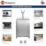 Kegco 24" Wide Outdoor Build-In Dual Tap Stainless Steel Right Hinge Kegerator with Dispense Kit