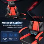 Gaming Chair, Office Chair with Footrest and Lumbar Support, Height Adjustable Game Chair with 360°-Swivel Seat and Headrest and for Office or Gaming (Deep Red)