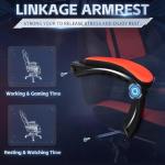 Gaming Chair, Office Chair with Footrest and Lumbar Support, Height Adjustable Game Chair with 360°-Swivel Seat and Headrest and for Office or Gaming (Deep Red)