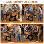 Goplus Folding Foosball Table, 48'' Full Competition Size Freestanding Soccer Game Table with 22 Players, 2 Balls, Space-Saving Foldable Arcade Table for Adults Family Game Night (Natural)