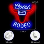 PILOYINDE Cowboy Neon sign Rodeo Neon Signs for Wall Decor Blue Western Bar Rodeo LED Signs for Wall Decor Cowboy Neon Sign Man Cave Blue Cow Skull Light, Sign Busch, Crs Bull Led Wall Decor Applicable to Bar Beer Club Pub Bistro.