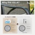 PHI VILLA 7 Piece Outoor Bar Dining Set, High Top Patio Bar Table and Chairs Set with 6 Outdoor Swivel Bar Stools & 40" Outdoor Bar Table for Yard, Garden and Terrace, Grey