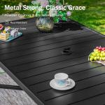 PHI VILLA 7 Piece Outoor Bar Dining Set, High Top Patio Bar Table and Chairs Set with 6 Outdoor Swivel Bar Stools & 40" Outdoor Bar Table for Yard, Garden and Terrace, Grey