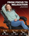 GTPLAYER Big and Tall Gaming Chair with Footrest, Ergonomic Office Desk Chair with 4.4in Thick Cushion and Wide Wingless Seat, Comfortable Leather Computer Chair, Predator Series, Black