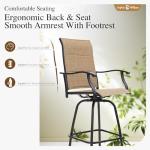 Sophia & William Outdoor Bar Set, Patio Bar Table and Chairs Set, Bar Height Patio Set - 6 x Swivel Bar Chairs(Brown-Padded), 1 x Rectangular Bar Table(Black)