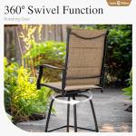 Sophia & William Outdoor Bar Set, Patio Bar Table and Chairs Set, Bar Height Patio Set - 6 x Swivel Bar Chairs(Brown-Padded), 1 x Rectangular Bar Table(Black)