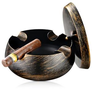 Extra Large Cigar Ashtrays with Lid for Outdoors Indoors Outside Patio Living Room Home Retro Decor,2.5'' Wide Cigar Rest Ashtray for Cigars,Cigar Accessories for Men Dad Husband Boyfriend