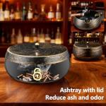 Extra Large Cigar Ashtrays with Lid for Outdoors Indoors Outside Patio Living Room Home Retro Decor,2.5'' Wide Cigar Rest Ashtray for Cigars,Cigar Accessories for Men Dad Husband Boyfriend
