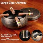 Extra Large Cigar Ashtrays with Lid for Outdoors Indoors Outside Patio Living Room Home Retro Decor,2.5'' Wide Cigar Rest Ashtray for Cigars,Cigar Accessories for Men Dad Husband Boyfriend