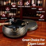 Extra Large Cigar Ashtrays with Lid for Outdoors Indoors Outside Patio Living Room Home Retro Decor,2.5'' Wide Cigar Rest Ashtray for Cigars,Cigar Accessories for Men Dad Husband Boyfriend