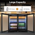 FoMup Back Bar Cooler Undercounter Beverage Refrigerator with Glass Door, Commercial Display Fridge for Beer Drink Soda with Temperature Control, 7.2Cu. Ft. Large Capacity, Black