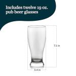 Libbey Classic Pub Beer Glasses Party Pack, Stackable, Modern Bar Glassware Set of 12, Large All Purpose Pint Beer Glasses for Stouts, Ales and More